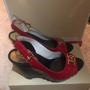 Michael Kors Patent leather red wedges